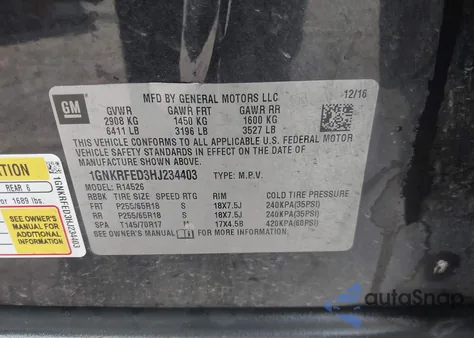 2017 Chevrolet Traverse Ls из США, поврежденный, VIN 1GNKRFED3HJ234403